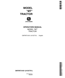 John Deere MT Utility Tractor Operator's Manual (OMTMT21051)