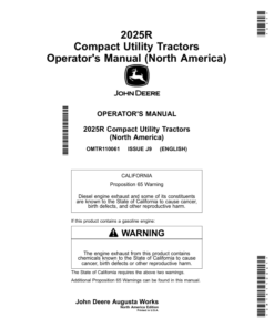 John Deere 2025R Compact Utility Tractors Operator's Manual (OMTR110061)