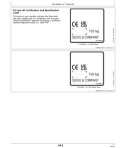 Alternative view of John Deere Mid-Mount Mower 60D, 72D (European Version) Operator's Manual (OMTR122777)