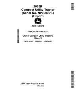 John Deere 2025R Compact Utility Tractor (NP000001-) (Export) Operator's Manual (OMTR122882)