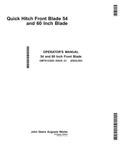 John Deere Quick Hitch Front Blade 54, 60 Inch Blade (European Edition) Operator's Manual (OMTR123620)