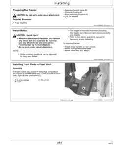 Alternative view of John Deere Quick Hitch Front Blade 54, 60 Inch Blade (European Edition) Operator's Manual (OMTR123620)