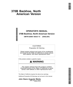 John Deere 370B Backhoe (North American Version) Operator's Manual (OMTR126999)