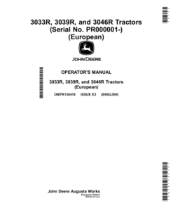 John Deere 3033R, 3039R, 3046R Tractors (PR000001-) (European Edition) Operator's Manual (OMTR130416)