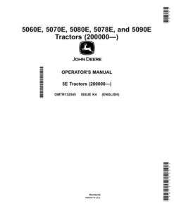 John Deere 5060E, 5070E, 5080E, 5078E, 5090E Tractors (200000—) Operator's Manual (OMTR132545)