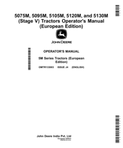 John Deere 5075M, 5095M, 5105M, 5120M, 5130M (Stage V) Tractors (European Edition) Operator's Manual (OMTR133003)