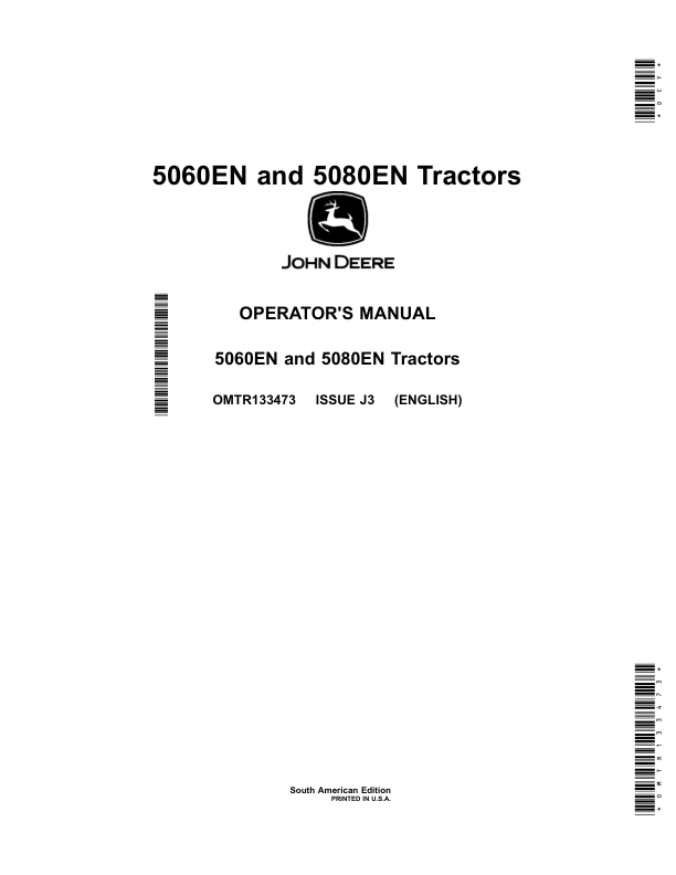John Deere 5060EN, 5080EN Tractors Operator's Manual (OMTR133473)