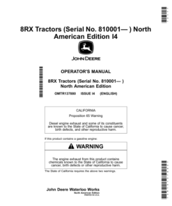 John Deere 8RX Tractors (Serial No. 810001-) North America Operator's Manual (OMTR137880)