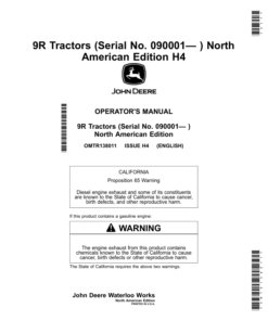 John Deere 9R Tractor (Serial No. 090001-) North America Operator's Manual (OMTR138011)