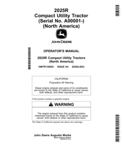 John Deere 2025R Compact Utility Tractor (RS000001- (MY2025-) (North America) Operator's Manual (OMTR139952)