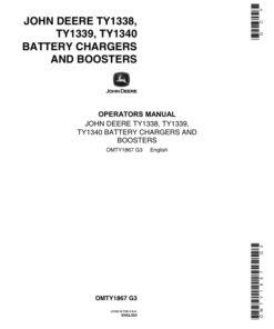 John Deere TY1338, TY1339, TY1340 Battery Chargers Operator's Manual (OMTY1867)