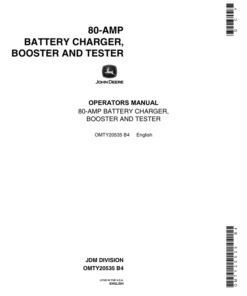 John Deere 80 AMP Battery Charger, Booster & Tester Operator's Manual (OMTY20535)