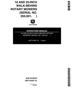 John Deere 18, 21-Inch Walk Behind Rotary Mowers Operator's Manual (OMTY20587)