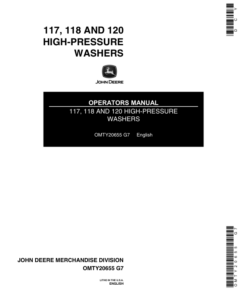 John Deere 117, 118, 120 High Pressure Washers Operator's Manual (OMTY20655)