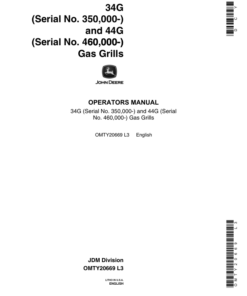 John Deere 34G, 44G Gas Grills Operator's Manual (OMTY20669)