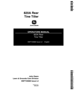 John Deere 820A Tiller, Rear Tine Operator's Manual (OMTY20680)