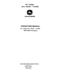 John Deere No. 3 Edgers (100001-110000) Operator's Manual (OMTY20698)