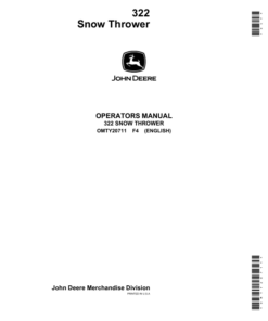 John Deere 322 Snowthrower (-595000) Operator's Manual (OMTY20711)