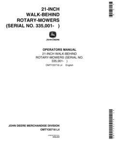 John Deere 21SP Walk-Behind Rotary Mower Operator's Manual (OMTY20718)