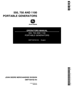 John Deere 550, 750 & 1100 Portable Generators Operator's Manual (OMTY20722)