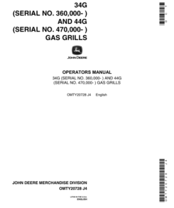 John Deere 34G, 44G Gas Grills Operator's Manual (OMTY20728)
