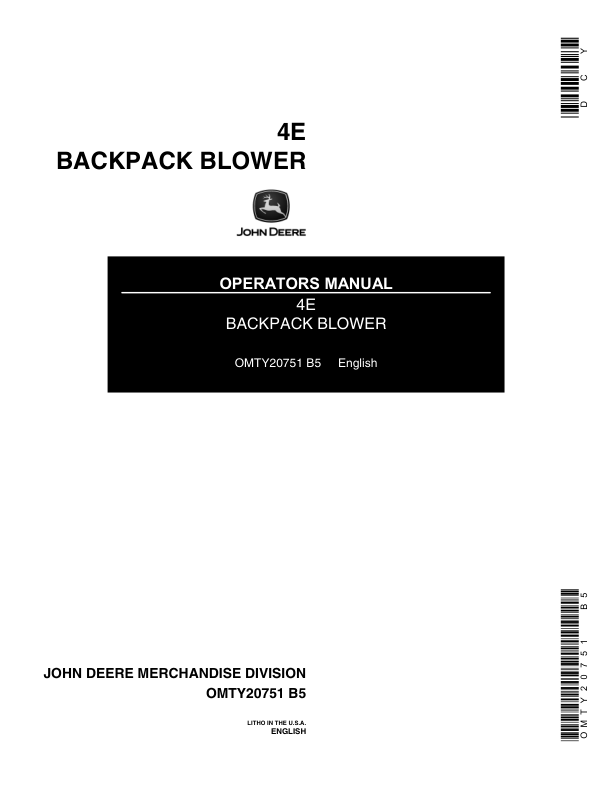 John Deere 4E Power Blower Operator's Manual (OMTY20751)