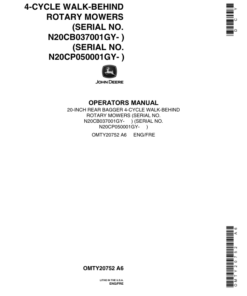 John Deere 20CB, 20CP Walk-Behind Rotary Mowers Operator's Manual (OMTY20752)