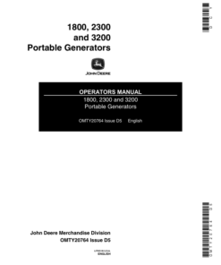 John Deere 1800, 2300, 3200 Portable Generators Operator's Manual (OMTY20764)