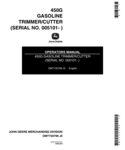 John Deere 450G Gas Trimmer/cutter (Subs with OMM122063) Operator's Manual (OMTY20799)