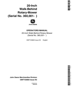 John Deere 20 Inch Rotary Mowers Operator's Manual (OMTY20800)