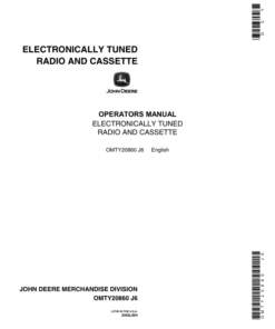 John Deere Electric Tuned Radio/Cassette Operator's Manual (OMTY20860)