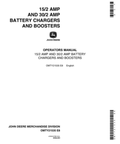John Deere 15.2 Amp & 30/2 Amp Battery Chargers & Boosters Operator's Manual (OMTY21535)
