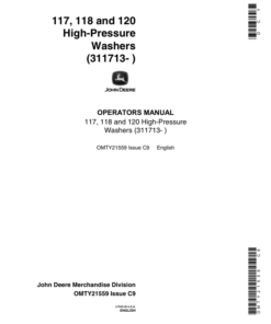 John Deere 117, 118, & 120 High-Pressure Washers Operator's Manual (OMTY21559)