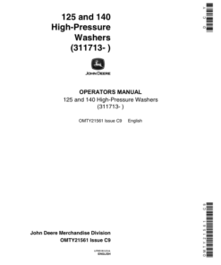 John Deere 125 & 140 High-Pressure Washers Operator's Manual (OMTY21561)