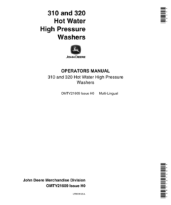 John Deere 310, 320 Hot Water High Pressure Washers Operator's Manual (OMTY21609)
