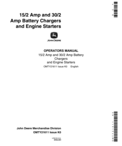 John Deere 15/2 & 30/2 AMP Battery Charger (TY6193) Operator's Manual (OMTY21611)