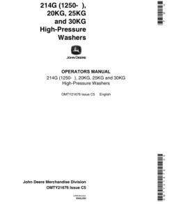 John Deere OP MAN,214G,20KG,25KG HIGH PRES WSH Operator's Manual (OMTY21676)