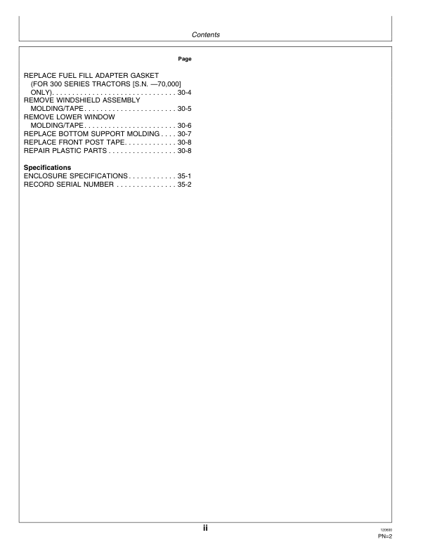 John Deere TY16180, TY24474 Weather Enclosure for 300 Series Lawn & Garden Tractors Operator's Manual (OMTY21693) - Image 2