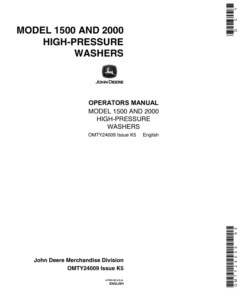 John Deere 1500, 2000 High-Pressure Washers Operator's Manual (OMTY24009)
