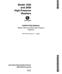 John Deere 1500, 2000 High Pressure Washers Operator's Manual (OMTY24010)