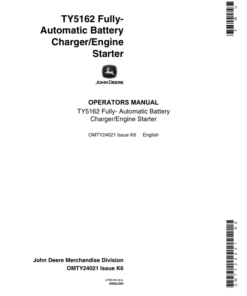 John Deere OP MAN: TY5162 BATTERY CHARGER Operator's Manual (OMTY24021)