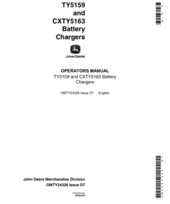 John Deere TY5159, CXTY5163 Battery Chargers Operator's Manual (OMTY24326)
