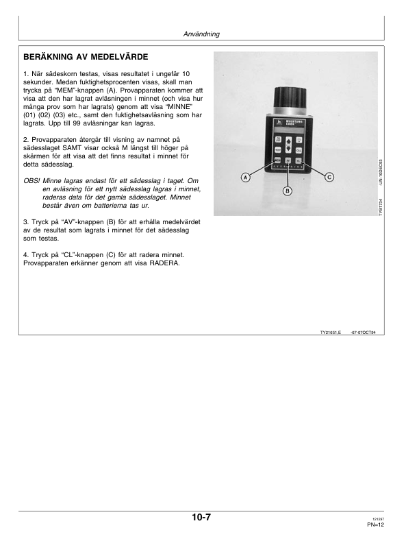 John Deere Multi-Language Grain Moisture Tester Operator's Manual (OMTY24342) - Image 3