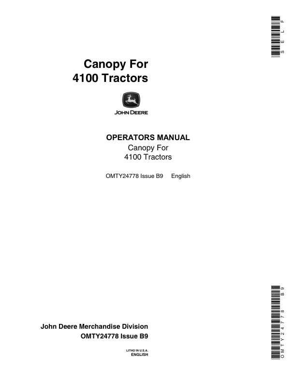 John Deere TY24579 Canopy Operator's Manual (OMTY24778)