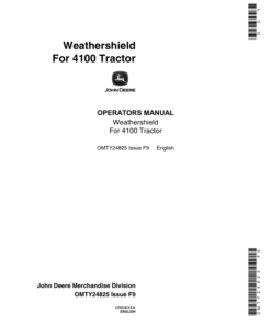 John Deere Weathershields for 4100 Tractor Operator's Manual (OMTY24825)