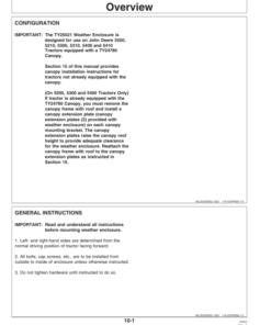 Alternative view of John Deere TY25021 Weather Enclosure for 5200, 5210, 5300, 5310, 5400, 5410 Tractors Operator's Manual (OMTY25022)