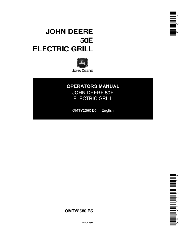 John Deere 50E Electric Grill Operator's Manual (OMTY2580)