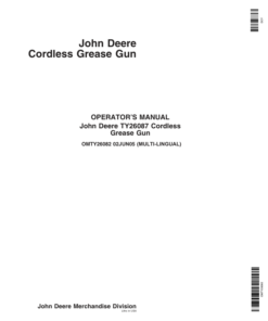 John Deere TY26087 Cordless Grease Gun Operator's Manual (OMTY26082)