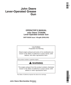 John Deere TY26288 Lever-Operated Grease Gun Operator's Manual (OMTY26290)