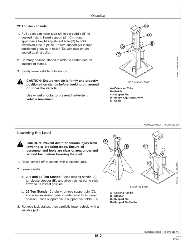 John Deere John Deere Heavy Duty Jack Stands - TY26315, TY26316, TY26317, TY26322 Operator's Manual (OMTY26296) - Image 2